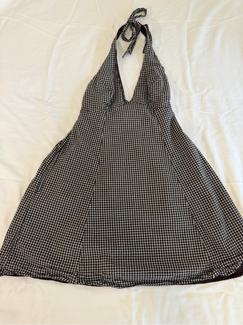 Hollister Brown & White Gingham Halter Slip Dress